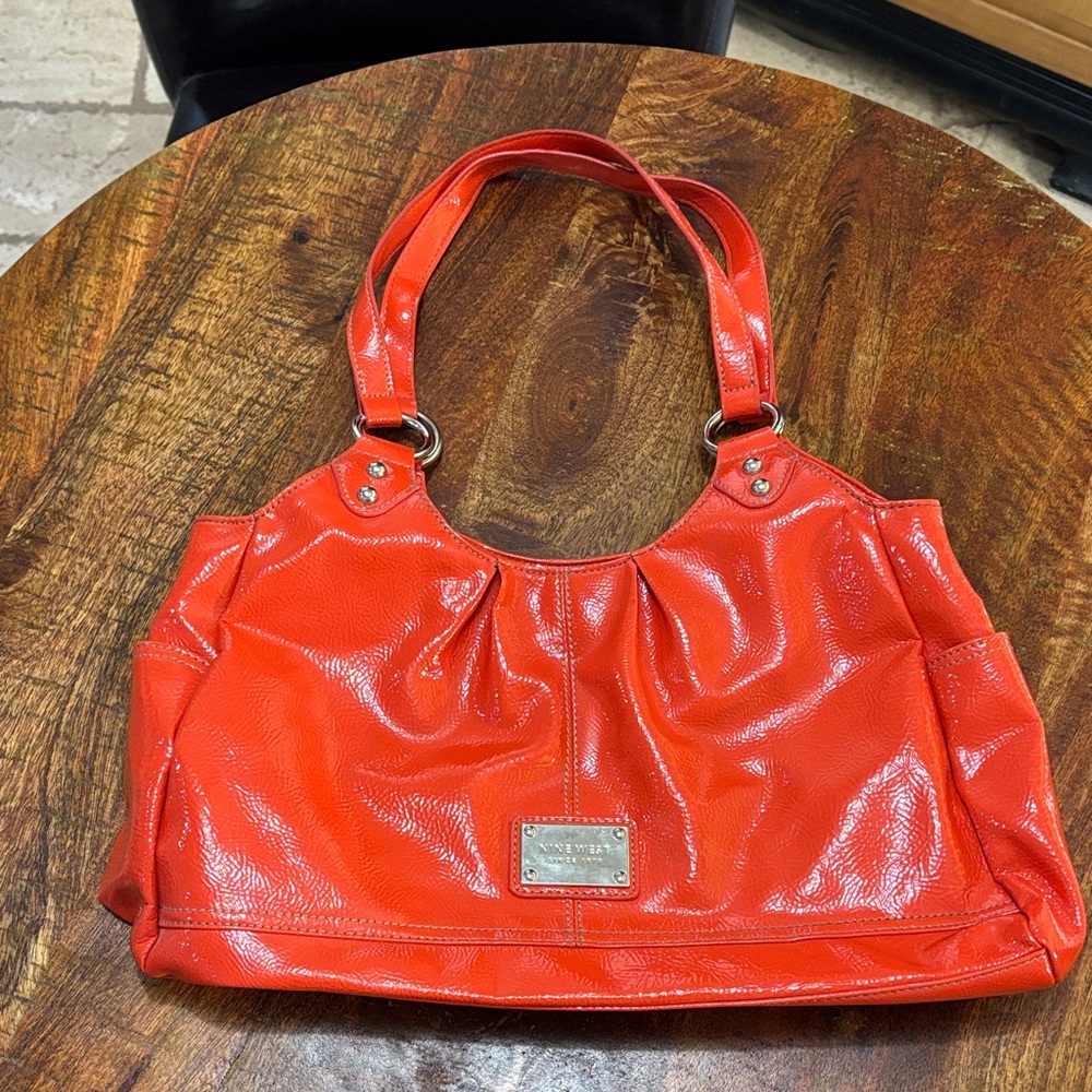 Vintage Nine West Faux Leather Top Handle Bag in Coral